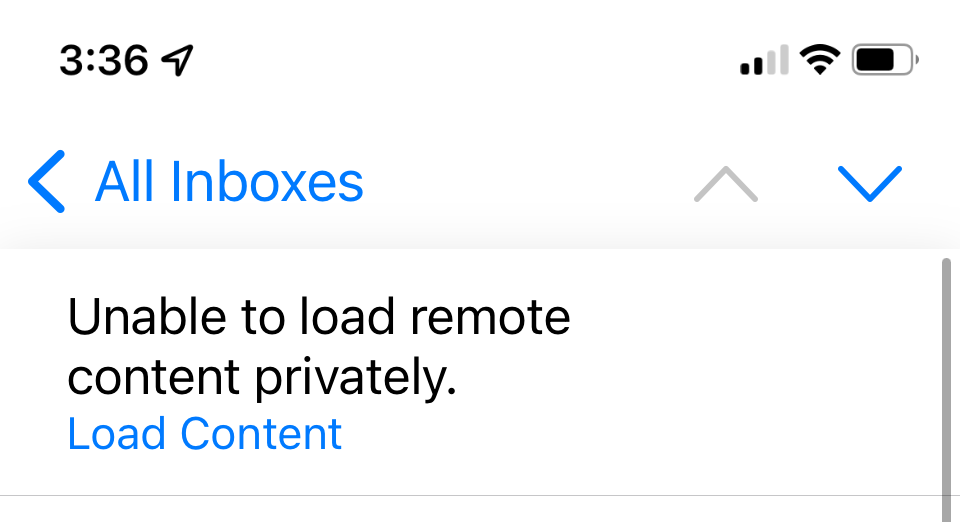 Why does my iPhone say unable to load remote content privately?